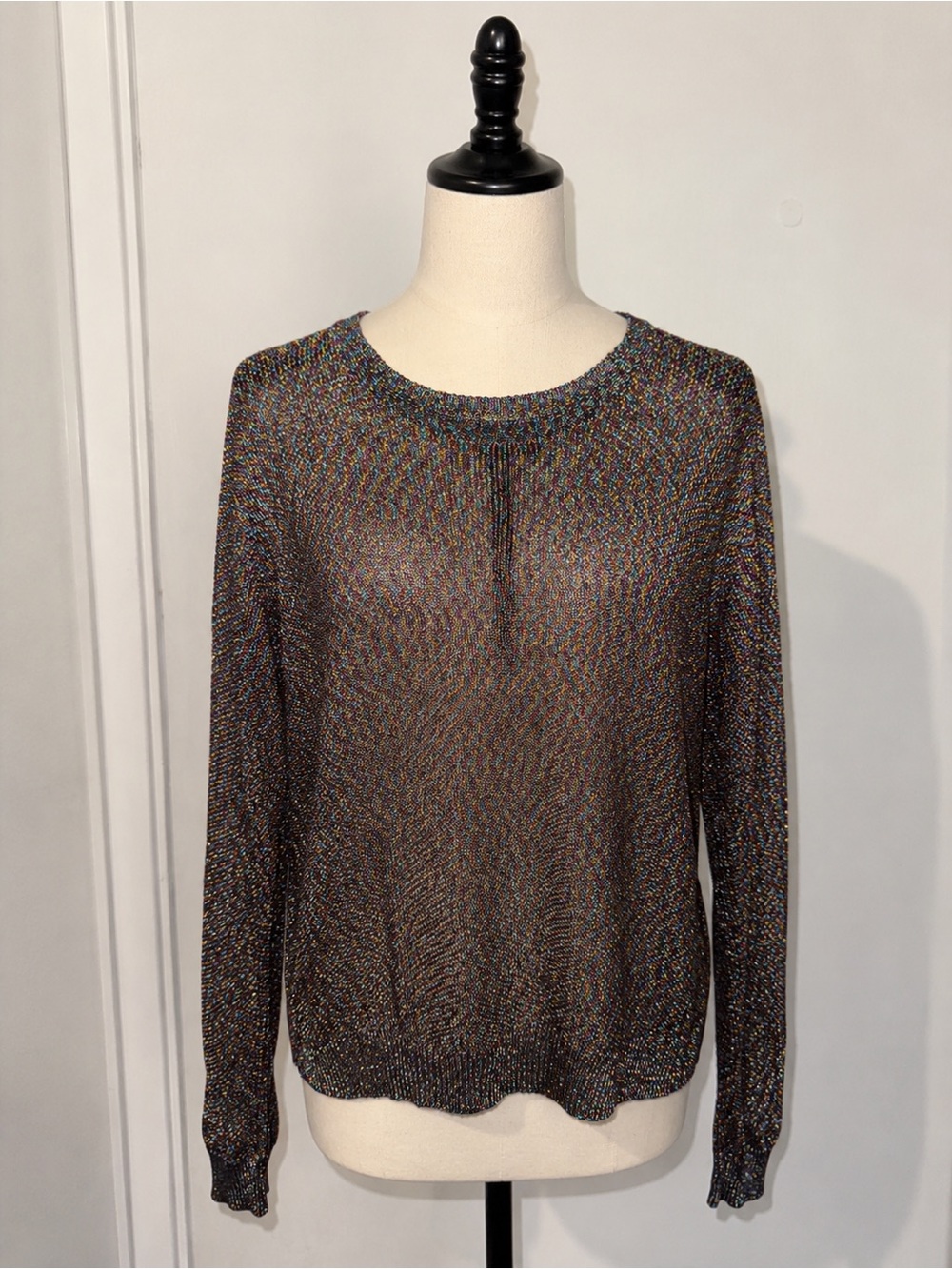 ASOS Design Rainbow Metallic Knit Sweater Multicolor Shimmer Long Sleeve 2XL